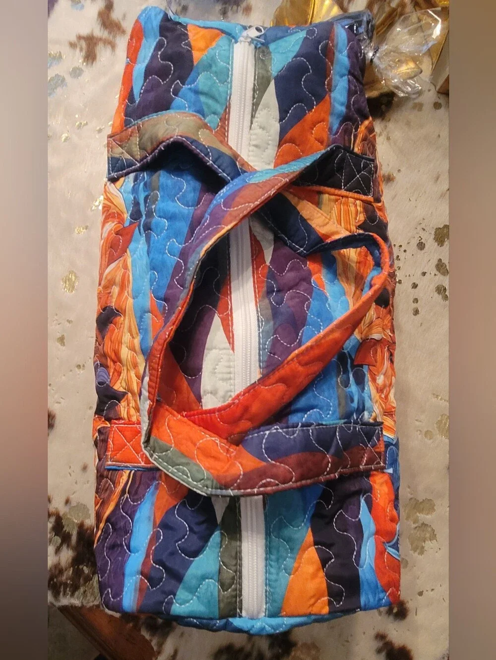 Quilted Horse Print Duffle Bag - Multicolor